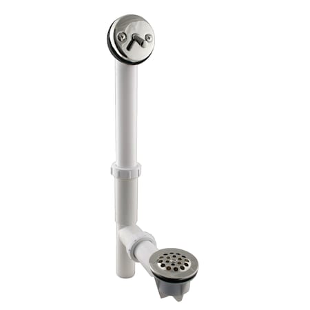 Westbrass White 1-1/2" Tubular Trip Lever Bath Waste in Polished Nickel 592244-05